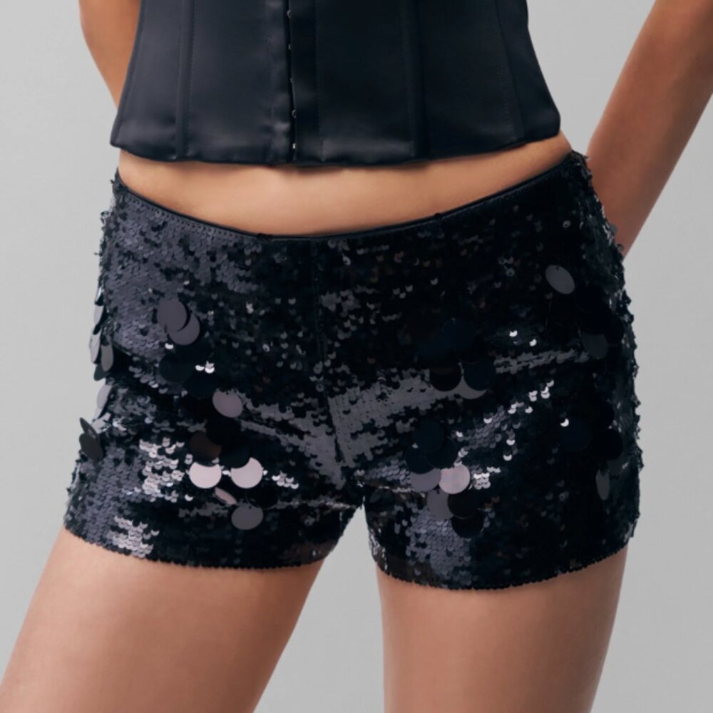 Guizio Low Rise Sequin Paillette Short